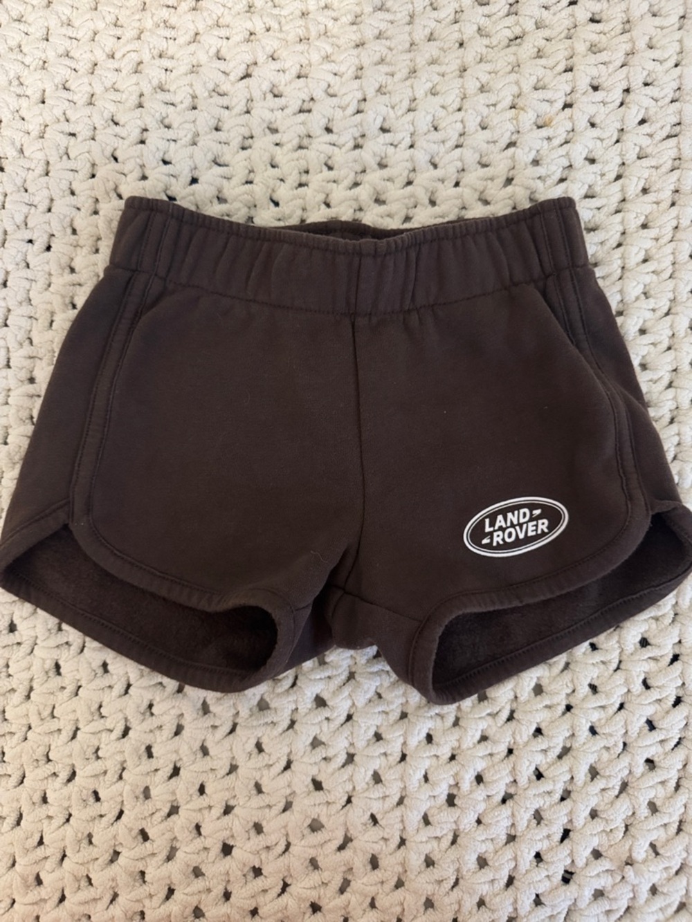 PacSun Kids Dark Brown Fleece Shorts with Land Rover Logo